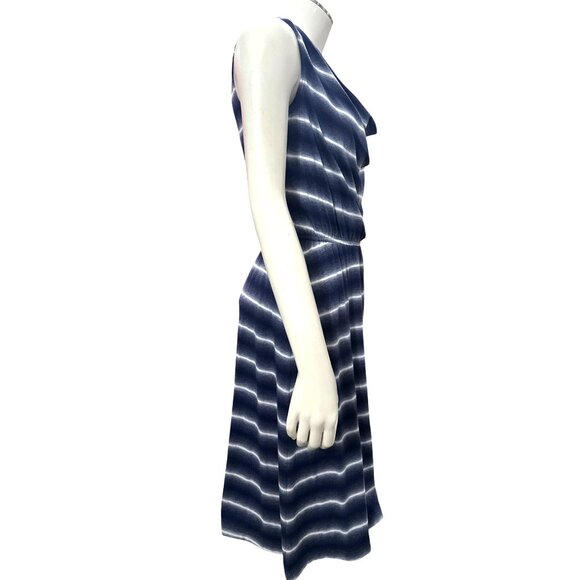 AB Studio XS Navy Striped Sleeveless Cowl Neck Dress Nautical Resortcore Style - Picture 7 of 11